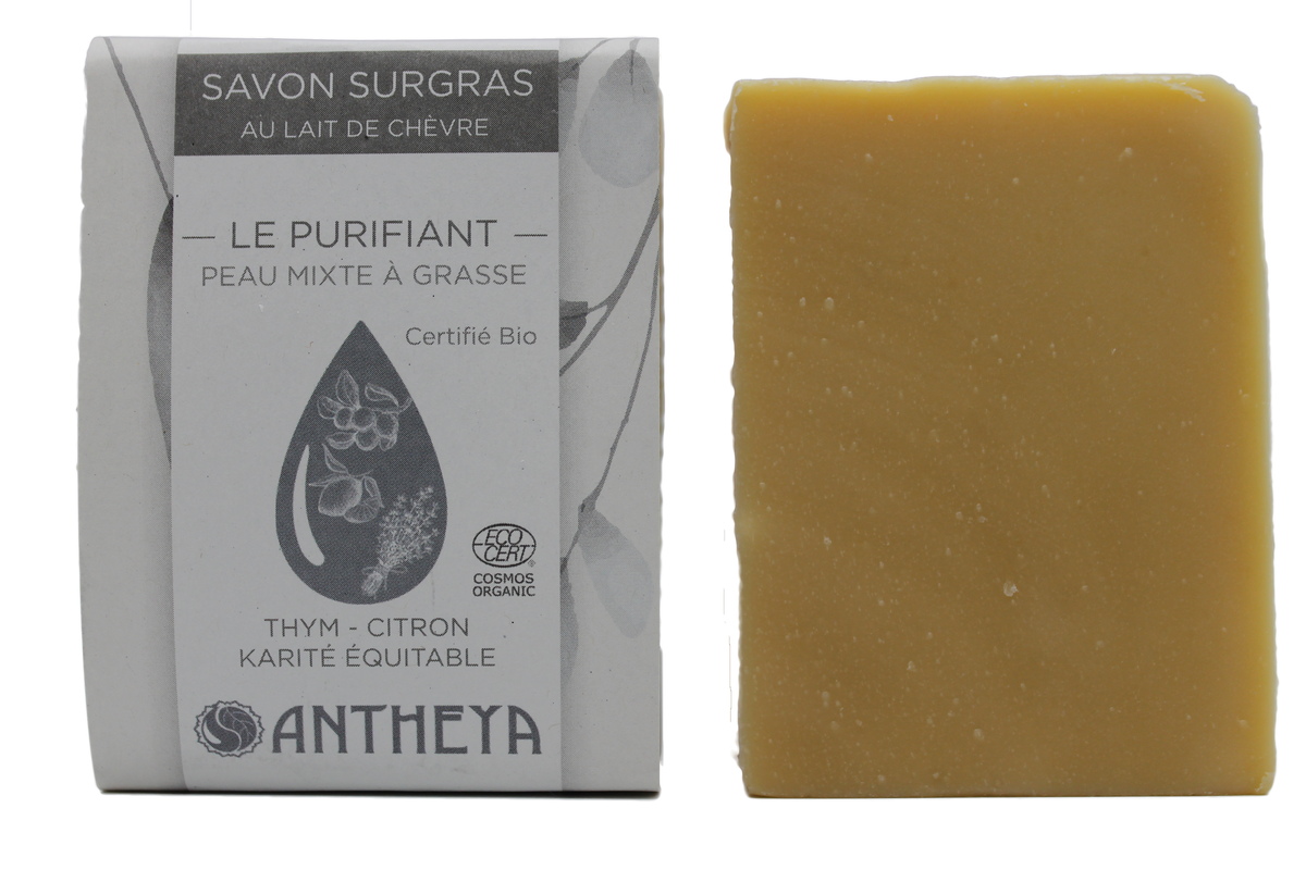 Antheya -- Savon à froid au lait de chèvre - le purifiant (bande papier) - 100 g