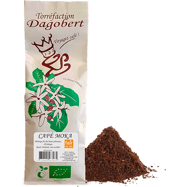 Les Cafés Dagobert -- MéMélange café moka Guji 100% arabica, bio et équitable - moulu/filtre (origine Ethiopie) - 500 g