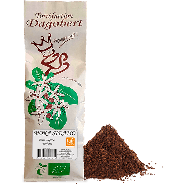 Les Cafés Dagobert -- Moka sidamo 100% arabica, bio et equitable - moulu/filtre (origine Ethiopie) - 1 kg