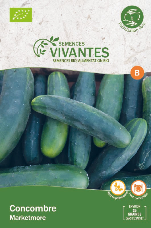 Semences Vivantes -- Concombre marketmore bio demeter - Sachet de 25 graines