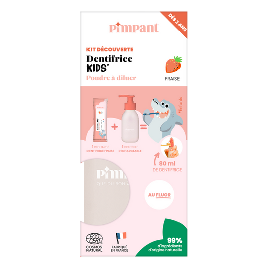 Pimpant -- Kit découverte dentifrice kids fraise  (1 bouteille + 1 recharge)