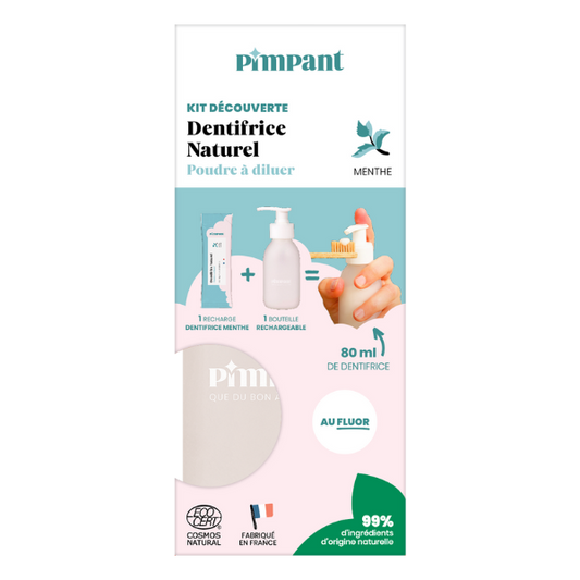 Pimpant -- Kit découverte dentifrice menthe (1 bouteille + 1 recharge)