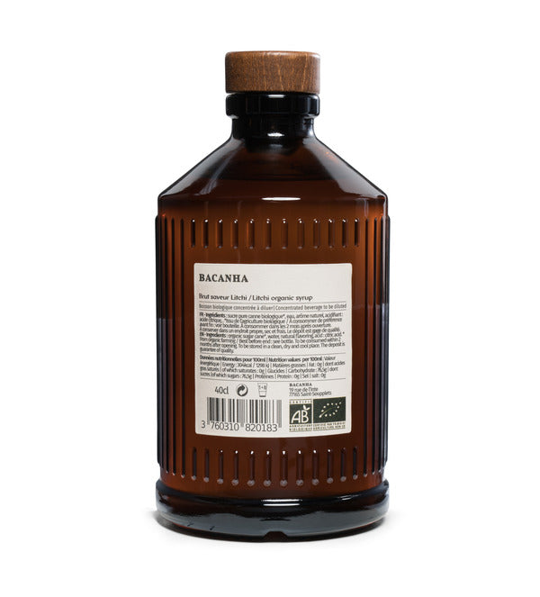 Bacanha -- Sirop saveur litchi brut bio - 400 ml
