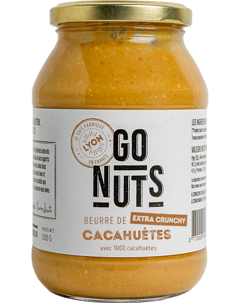 Go Nuts -- Beurre de cacahuètes extra crunchy bio (origine Egypte) - 500 g