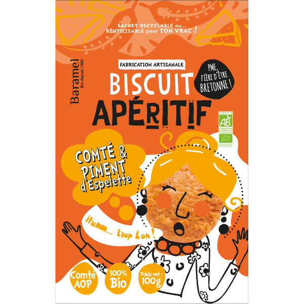 Baramel -- Biscuit apéritif comté aop & piment d'espelette bio - 100 g