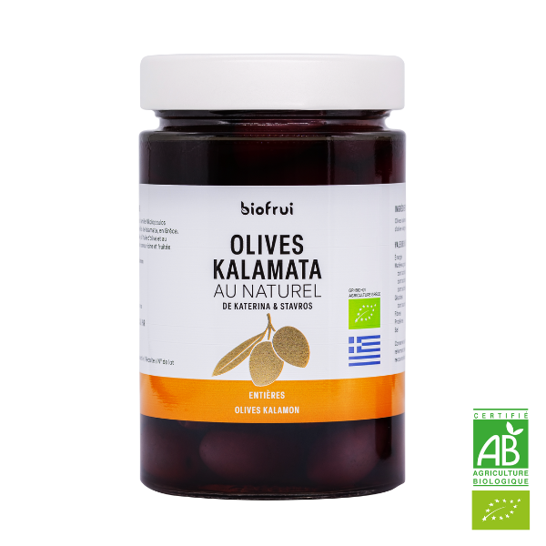 Biofrui -- Olive kalamon noire de kalamata en saumure traditionnelle bio - 200 g