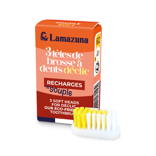 Lamazuna -- Recharge de 3 têtes de brosse à dents souple