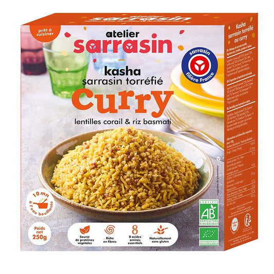 Atelier Sarrasin -- Kasha cuisiné curry/lentilles corail/riz basmati bio