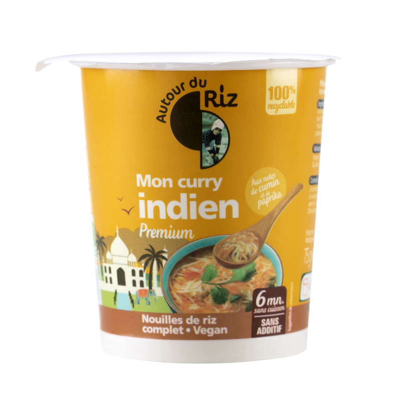 Autour Du Riz -- Cup veggie premium mon curry indien bio - 75 g