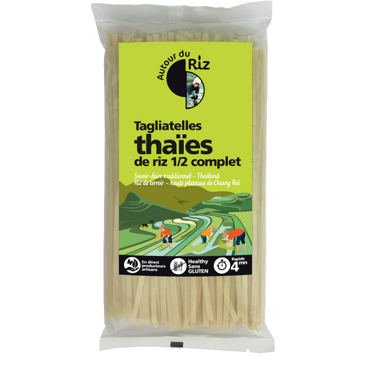 Autour Du Riz -- Tagliatelles thaïes de riz 1/2 complet bio sans gluten (origine Thaïlande) - 400 g