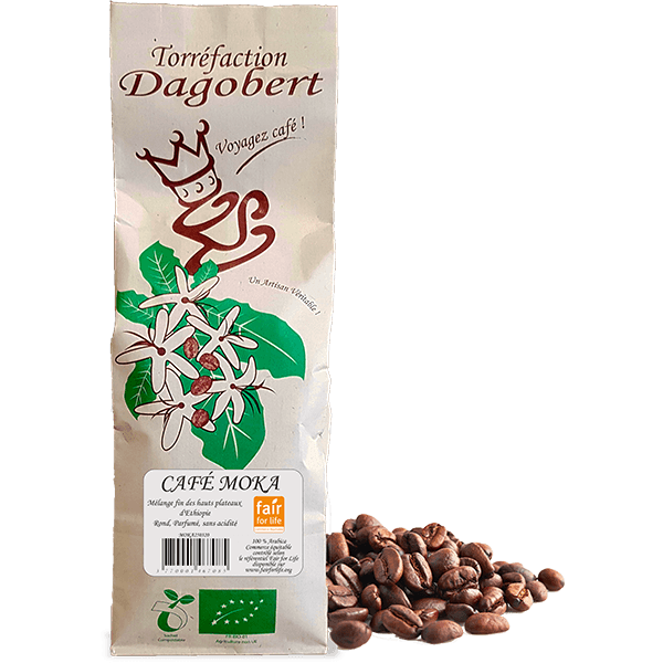 Les Cafés Dagobert -- Mélange café moka 100% arabica, bio et équitable - grains (origine Ethiopie) - 1 kg