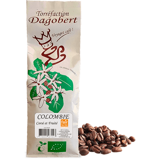 Les Cafés Dagobert -- Colombie 100% arabica, bio et équitable - grains (origine Colombie) - 1 kg