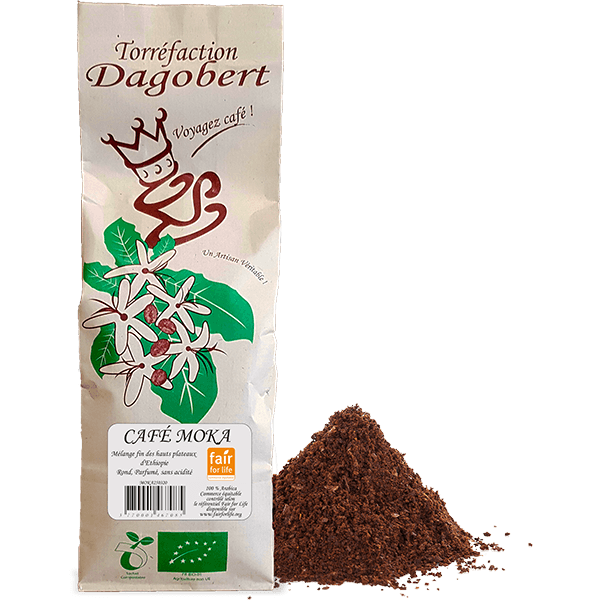 Les Cafés Dagobert -- Mélange café moka 100% arabica, bio et équitable - moulu/filtre (origine Ethiopie) - 250 g