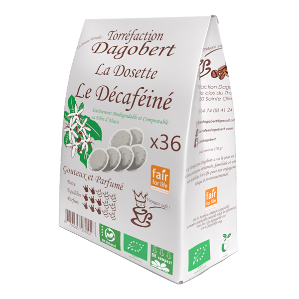 Les Cafés Dagobert -- Dosettes décaféiné  100% arabica, bio et équitable - dosette