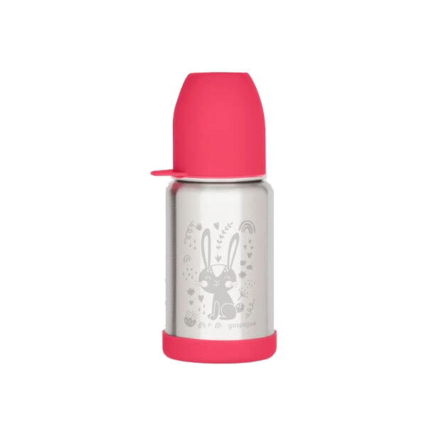 Gaspajoe -- Gourde sippy inox gravure lapin corail - 350 ml