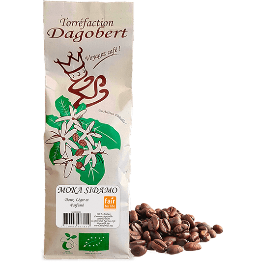 Les Cafés Dagobert -- Moka sidamo 100% arabica, bio et equitable - grains (origine Ethiopie) - 500 g