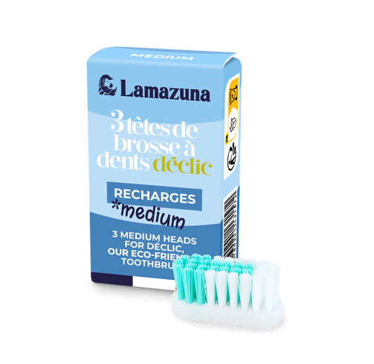 Lamazuna -- Recharge de 3 têtes de brosse à dents medium