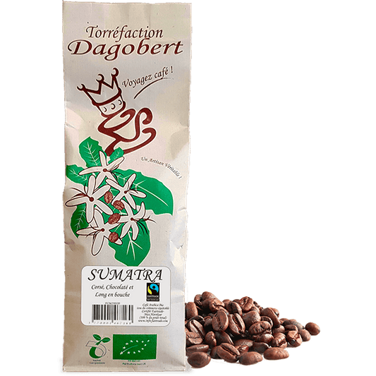 Les Cafés Dagobert -- Sumatra 100% arabica, bio et équitable - grains (origine Indonésie) - 1 kg